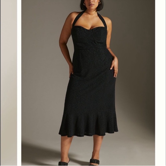 Anthropologie Hutch Black Velvet Corset Top Plus Size 18W
